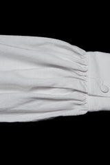 White Stand Collar Long Lantern Sleeves Floral Jacquard Men's Gothic Blouse - Product - 7