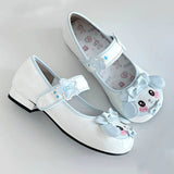 Cute Bunny Bowknot Round-Toe Low Heel Sweet Lolita Mary Jane Shoes 3 Colors - Sky-Blue - 1