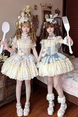 [Goodnight Alice] Sleeveless Ruffled Bow Lace-Up Sweet Lolita Jsk Dress 3 Colors - Product - 18