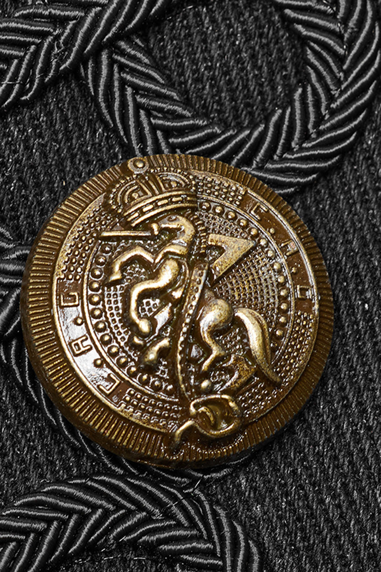 Black Sleeveless Double Breasted Retro Metal Button Decoration Mens Steampunk Vest - Product - 6