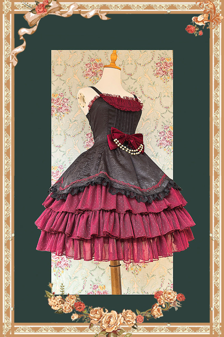 [Pearl Box] Sleeveless Triple-Layered Bowknot Lace Slim Pearl Sweet Elegant Lolita Jsk Dress 3 Colors - Product - 8
