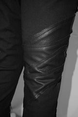 Black Heavy Metal Patchwork Hand Painted Pockets Mens Pants - Product - 5