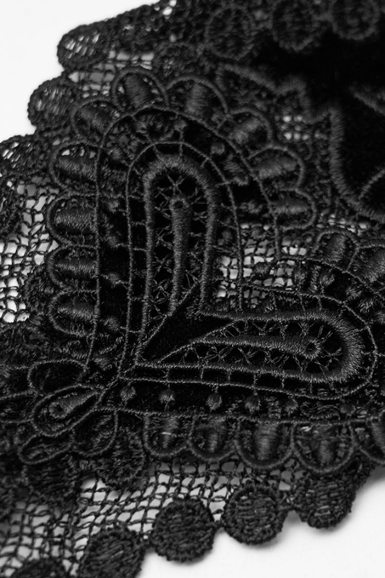 Black Jacquard Lace Women's Gothic Gloves - Product - 6