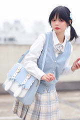 White/Blue Bunny Castle Bowknot Sweet Lolita Backpack - Product - 2