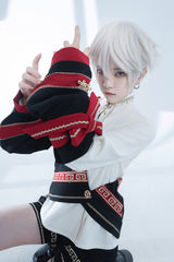 [Cangzhu] Stand Collar Long Sleeves Embroidered Asymmetric Classic Chinese Inspired Vintage Ouji Lolita Shorts Set - Product - 8