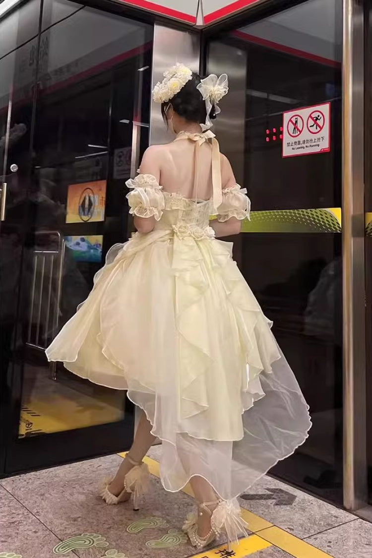 Ivory Ruffle Bowknot Sweet Princess Gorgeous Lolita Strapless Dress Set - Product - 4