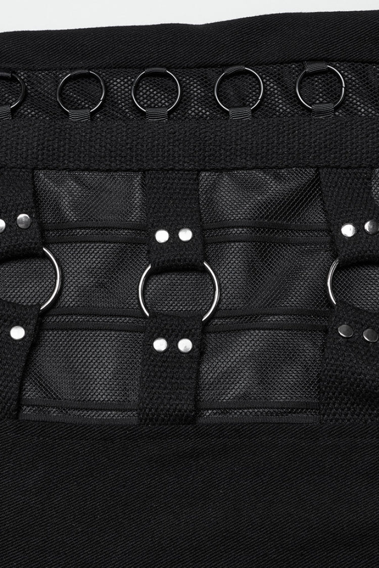 Black Rings Stitching Mesh Men's Punk Pants - Product - 6