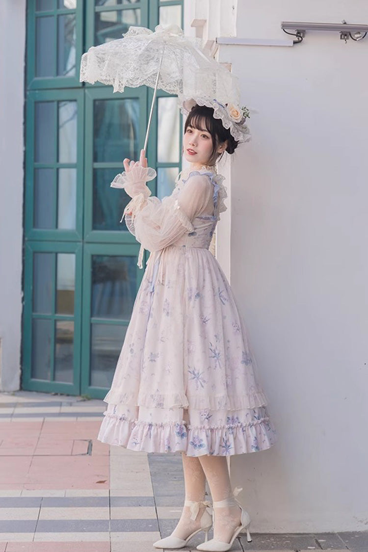 Multi-Color Chinese Style Elegant Flower Wall Print Sweet Lolita Dress - Product - 7