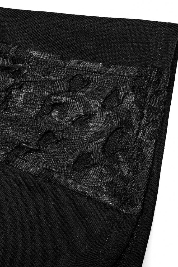 Black Irregular Hooded Ripped Men's Gothic Scarf - Product - 5