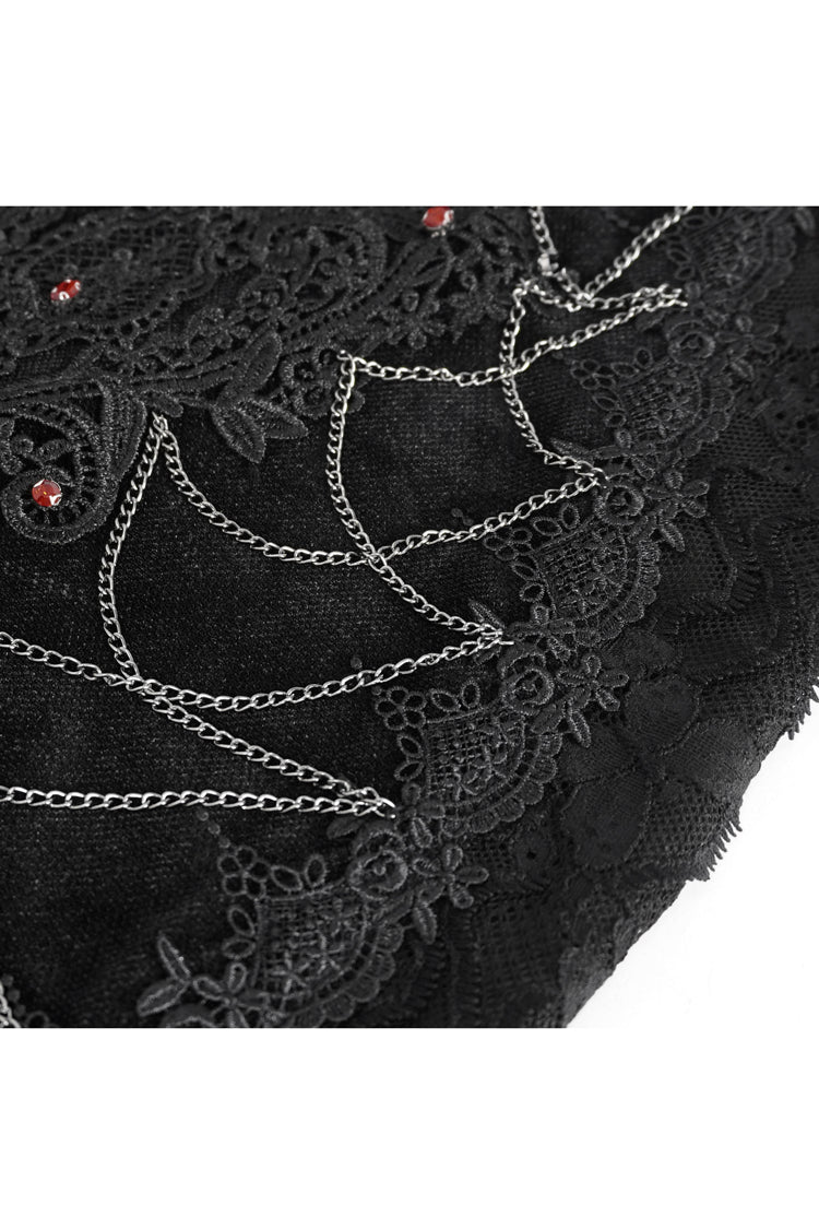 Black High Waisted Embroidery Stitching Lace Women's Gothic Skirt - Product - 9