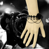 Black Retro Fashion Personality Female Lace Flower Tassel Gothic Lolita Bracelet - Product - 2