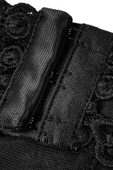 Black High Collar Sleeveless Stitching Lace Lace-Up Mesh Women's Gothic T-Shirt - Product - 8