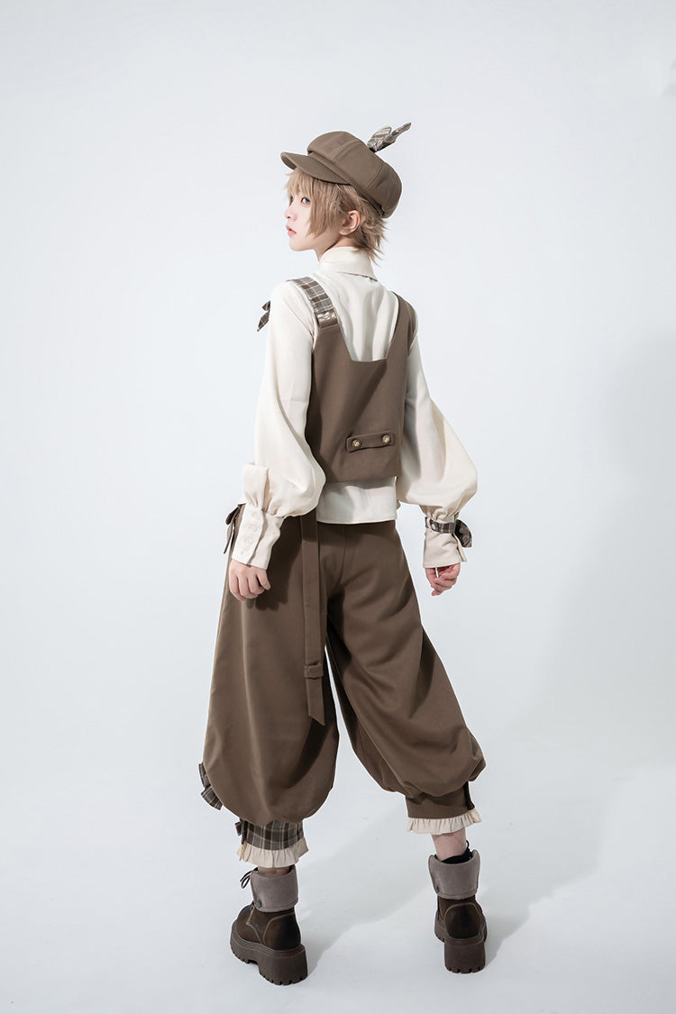 Coffee Brown Cute and Handsome Secret Morning Post Series Ouji Lolita Vest - Product - 11