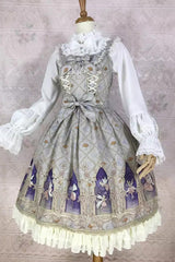 Dream Elf Print Ruffle Bowknot Sweet Lolita Jsk Dress 6 Colors - Apricot - 13