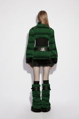 Green Women's Punk Faux Fur Skirt with Belt - Product - 4