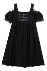 Black Puff Short Sleeve High Waisted Two Ways To Wear Before And After Sweet Lolita Dress - Product - 10