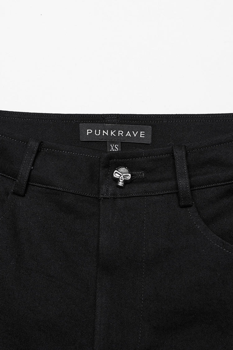 Black Triangular Stitching Mesh Buckle Women's Punk Pants - Product - 5