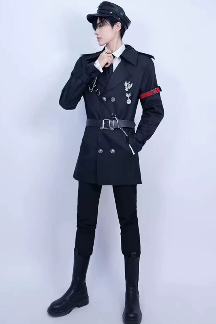 Black [The Judge] Long Sleeves Gothic Military Handsome Ouji Lolita Coat - Product - 6