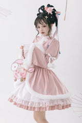 White/Pink Ruffle Cardigan Chinese Style Princess Sweet Lolita Jsk Dress - Product - 8