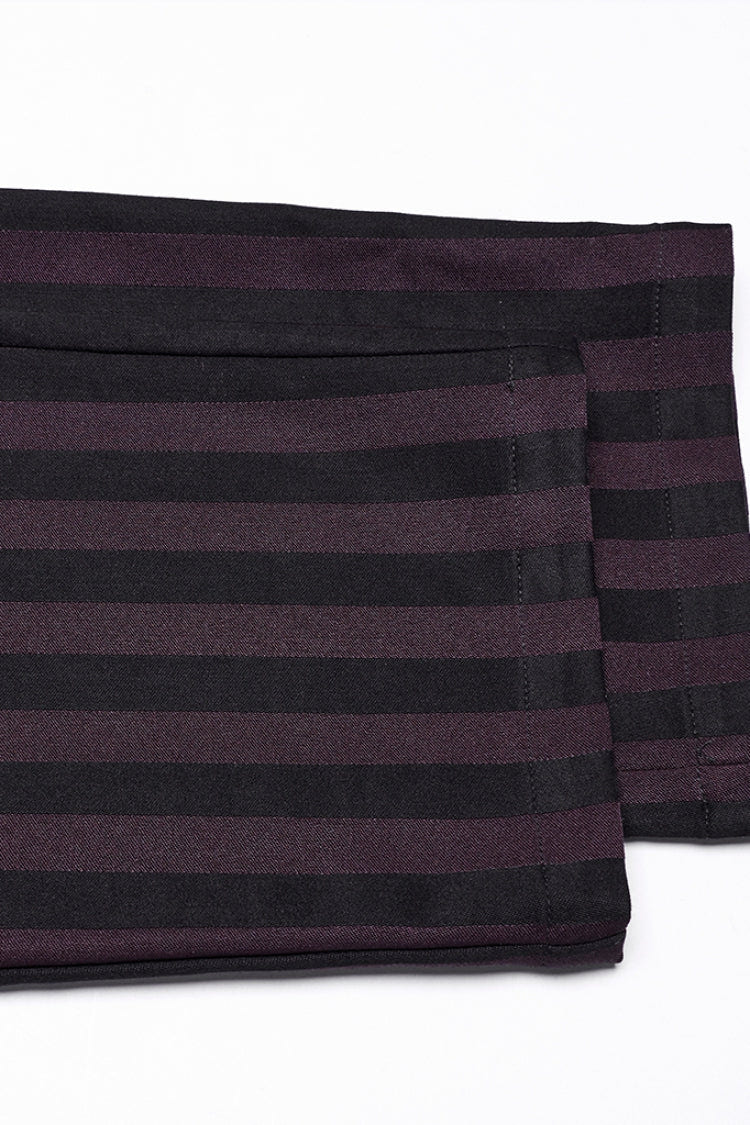 Black/Red High Waisted Striped Print Men's Gothic Suit Pants - Product - 7