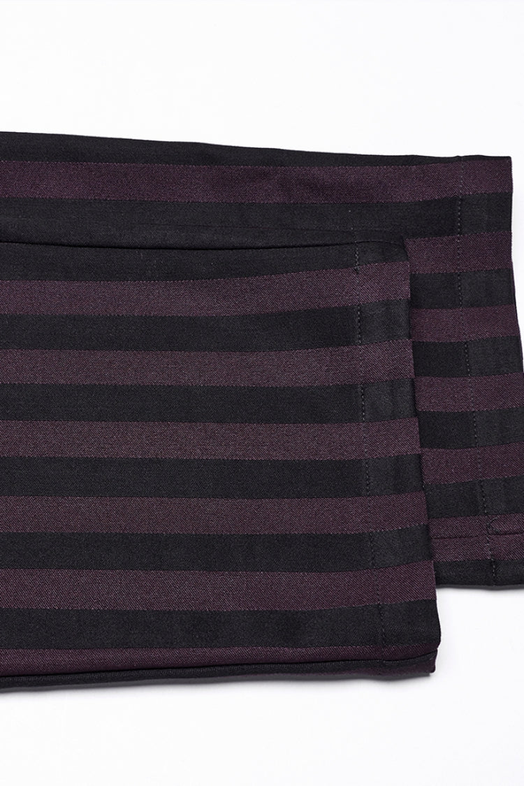 Black/Red High Waisted Striped Print Men's Gothic Suit Pants - Product - 7