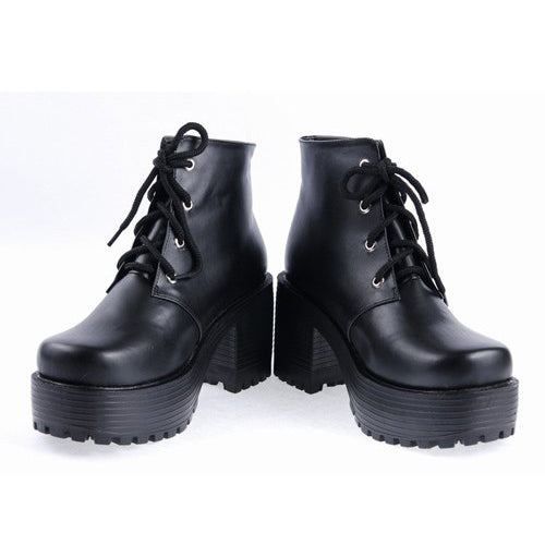 Black Patent Leather High Heels Platform Classic Lolita Shoes - Product - 3