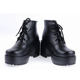 Black Patent Leather High Heels Platform Classic Lolita Shoes - Product - 3