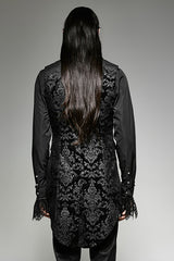 Black Victorian Swallow Tail Sleeveless Print Mens Gothic Vest - Product - 3