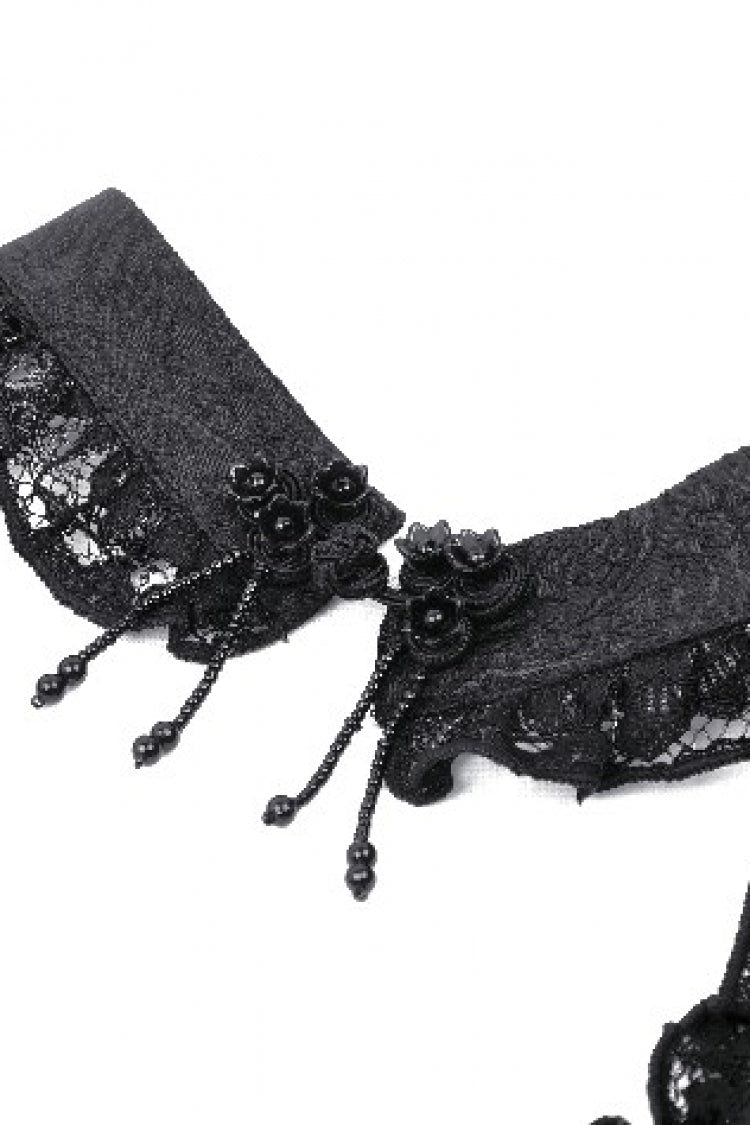 Black Multi-Layered Long Trumpet Sleeves Lace Lace-Up Women's Gothic Top - Product - 14