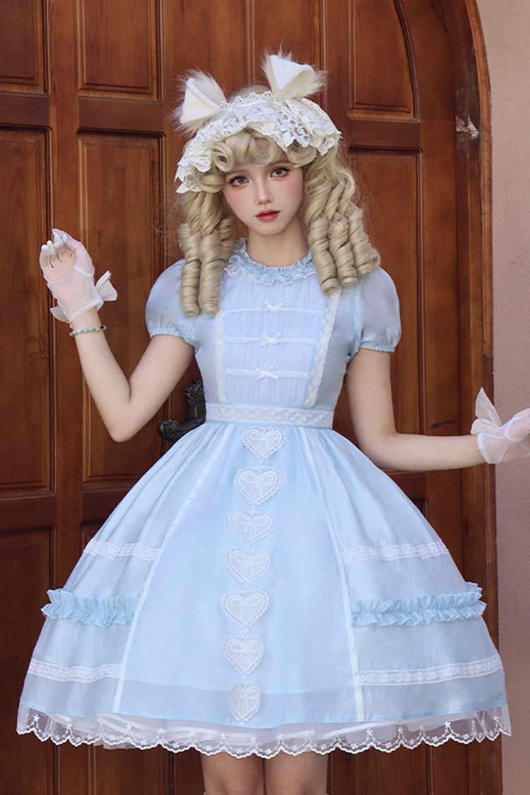 Wish Heart Short Sleeves Cardigan Bowknot Sweet Princess Lolita Jsk Dress 2 Colors - Product - 13