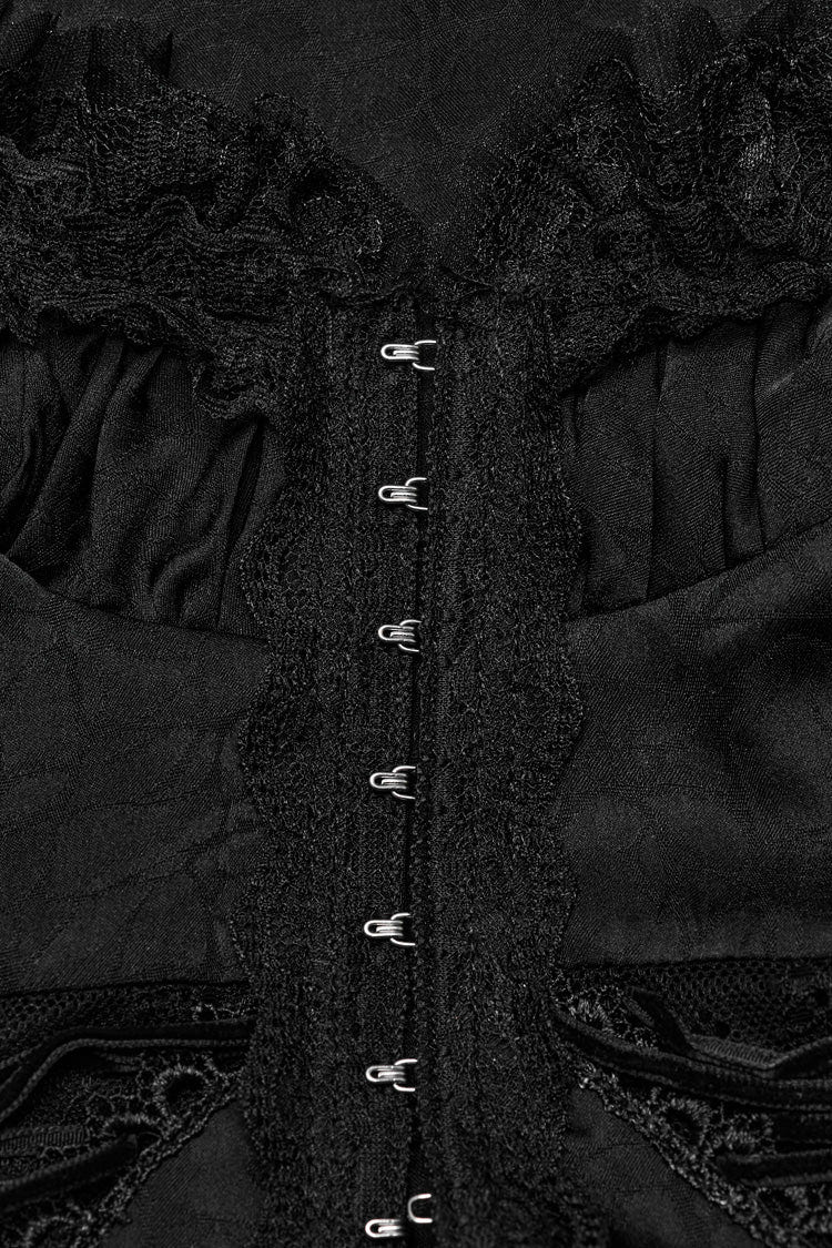 Black Gorgeous Adjustable Tightness Long Puff Sleeves Womens Gothic Blouse - Product - 9