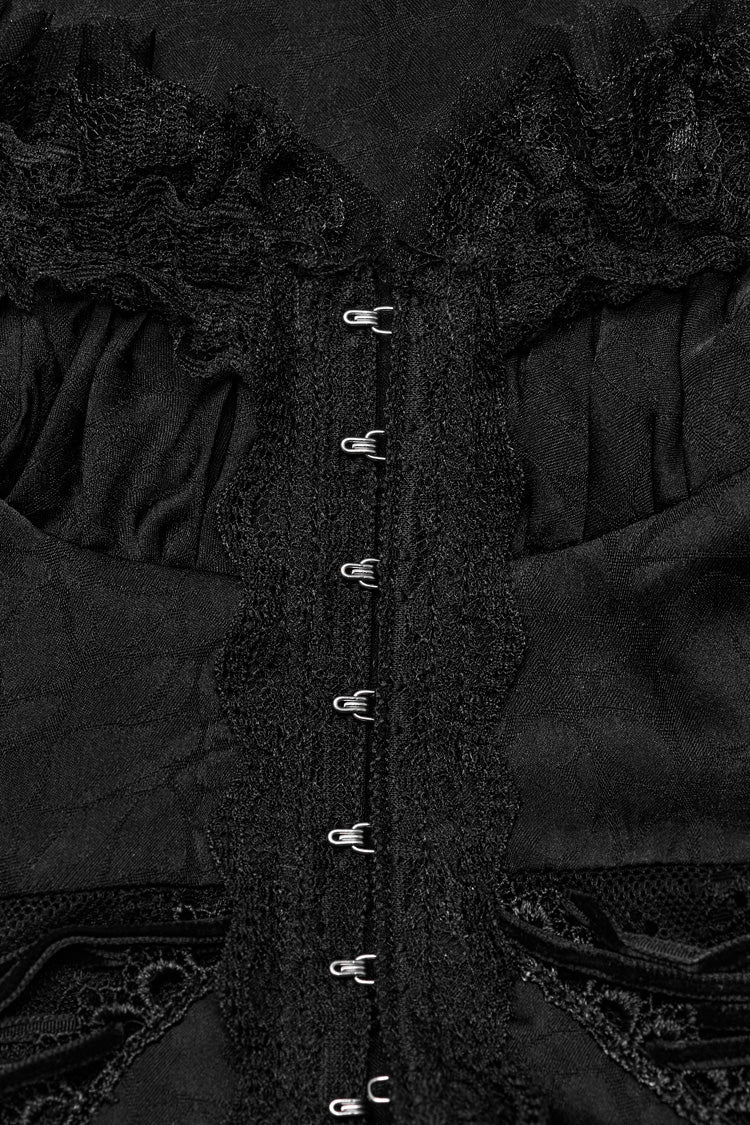 Black Gorgeous Adjustable Tightness Long Puff Sleeves Womens Gothic Blouse - Product - 9