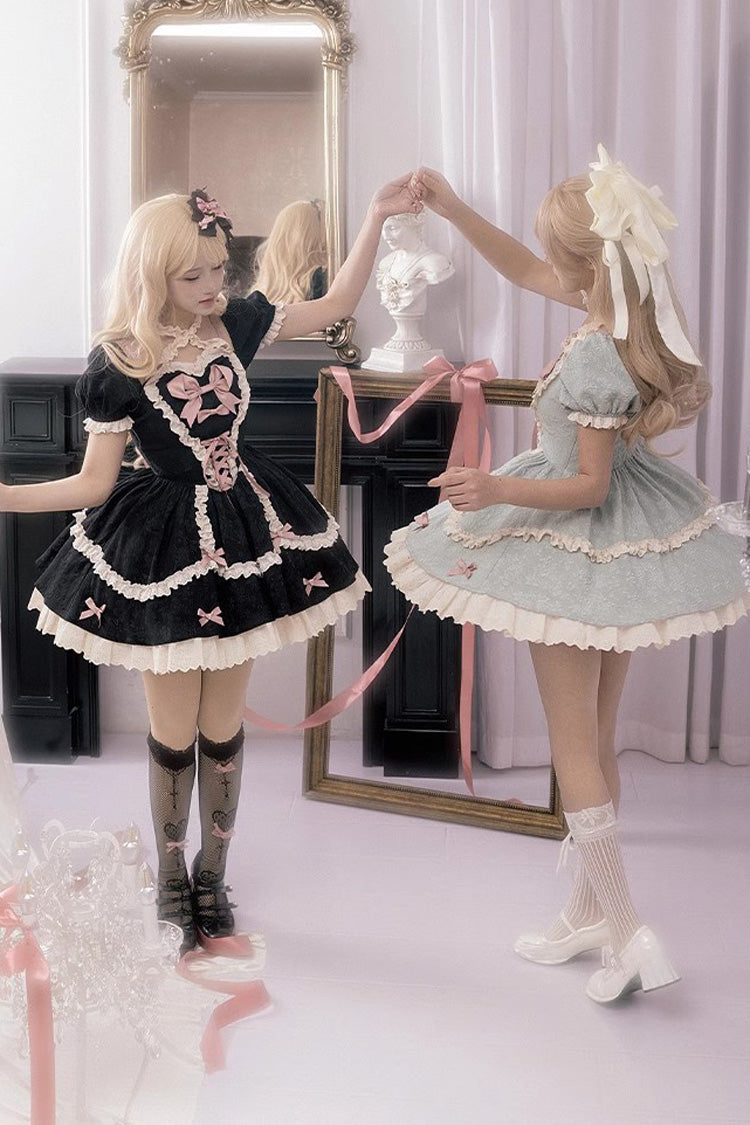 Heart-Beating Love Song Short Sleeves Ruffle Bowknot Lace-Up Sweet (Dress Only) detail view 9