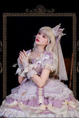 Purple [Girls' Day] Short Sleeves Multi-Layered Ruffle Bowknot Lace Sweet Lolita Dress 2 Versions - Product - 4