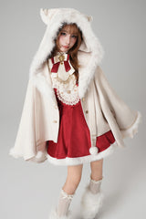 Beige [Clock of Reincarnation Cycles] Cat Ears Magic Hooded Sweet Lolita Coat Cloak - Product - 8