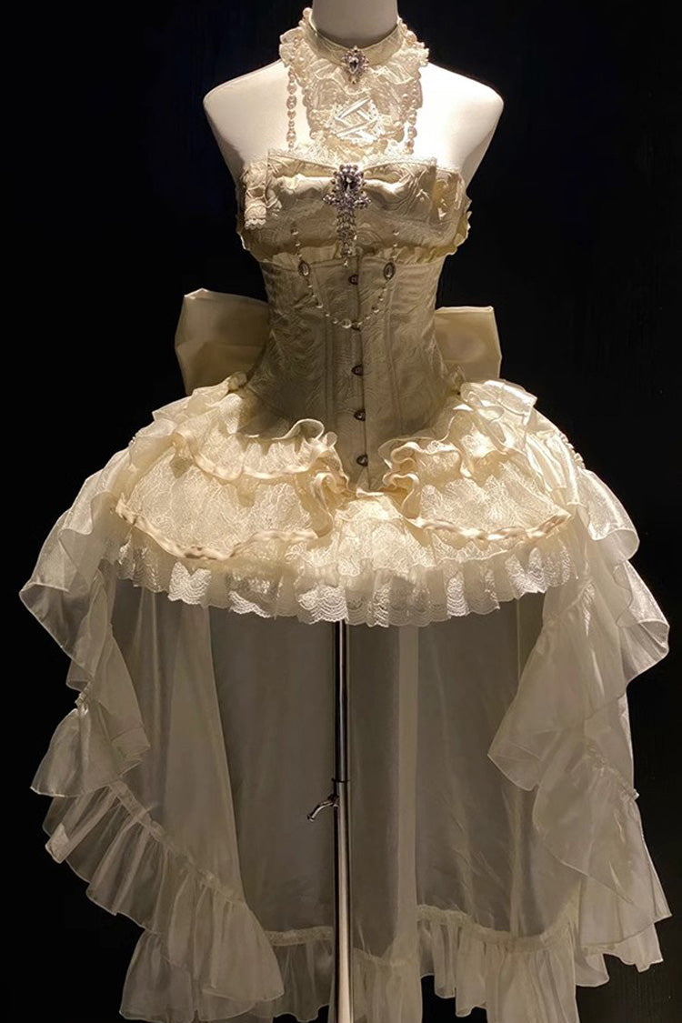 Ivory [Eternal Temple] Halterneck Ruffle Bowknot Lace Sweet Princess Lolita Dress - Product - 2