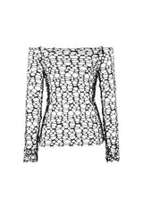 Black Off Shoulder Long Sleeves Fishnet Mesh Women's Gothic Top - Product - 12
