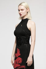 Black Jacquard Print Women's Gothic Underbust Corset - Product - 2