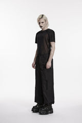 Black Multi-Layered Pleated Men's Gothic Cool Tapered Pants - Product - 2