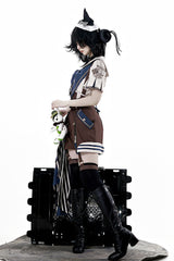 Brown [Inventor of Wonderful Equipment] Ouji Punk Cool Lolita Bib Shorts - Product - 12