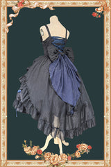[Lilith’s Cage] Sleeveless Print Ruffle Bowknot Lace-Up Gothic Elegant Lolita Jsk Dress 2 Colors - Product - 15