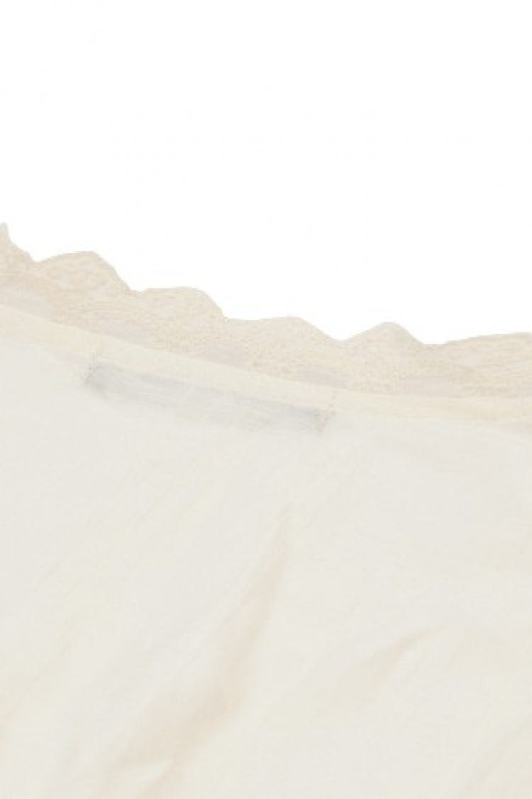 Beige V Collar Long Trumpet Sleeves Multi-Layered Lace-Up Women's Stempunk Blouse - Product - 13