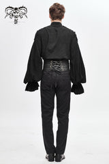 Black  Lace-Up Men's Punk Faux Leather Rivers Belt - Product - 4