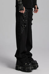 Black Rings Stitching Mesh Men's Punk Pants - Product - 2