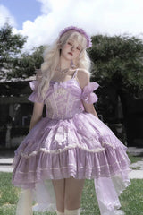 Purple Fantasy Music Box Ruffle Bowknot Lace Ballet Sweet Elegant Lolita Dress - Purple - 1