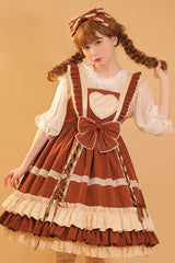 Love Plaid Polka Point Big Bowknot Sweet Lolita Suspender Dress - Product - 2