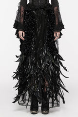 Black Women's Sequin Feather Gothic Skirt - Black - 1