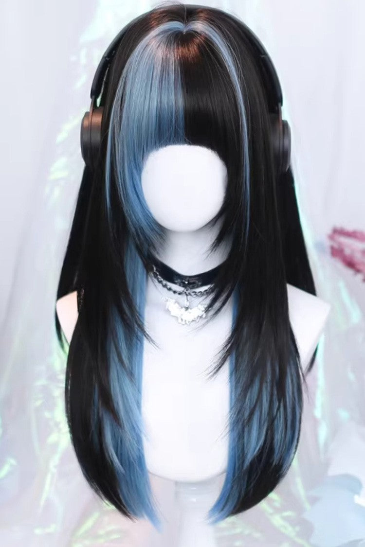 Black/Blue Highlights Straight Sweet Lolita Wig - Product - 2