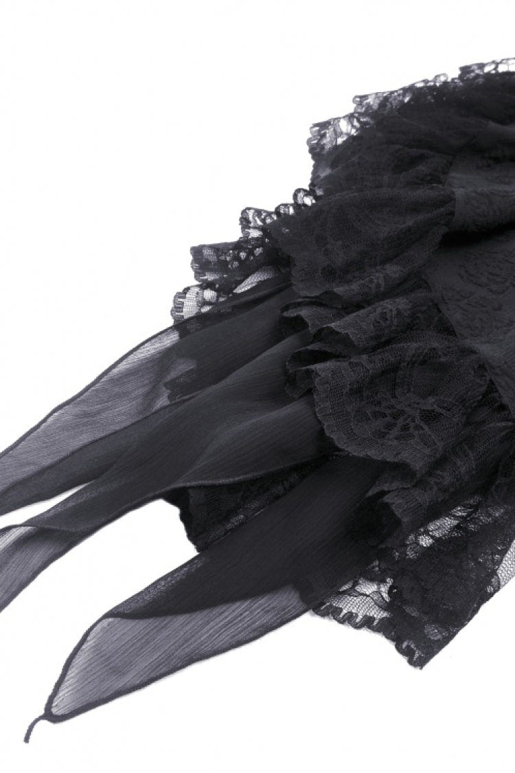 Black Women's Gothic Vintage Long Flared Sleeves Lace Splice Shrug - Product - 13