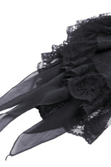 Black Women's Gothic Vintage Long Flared Sleeves Lace Splice Shrug - Product - 13